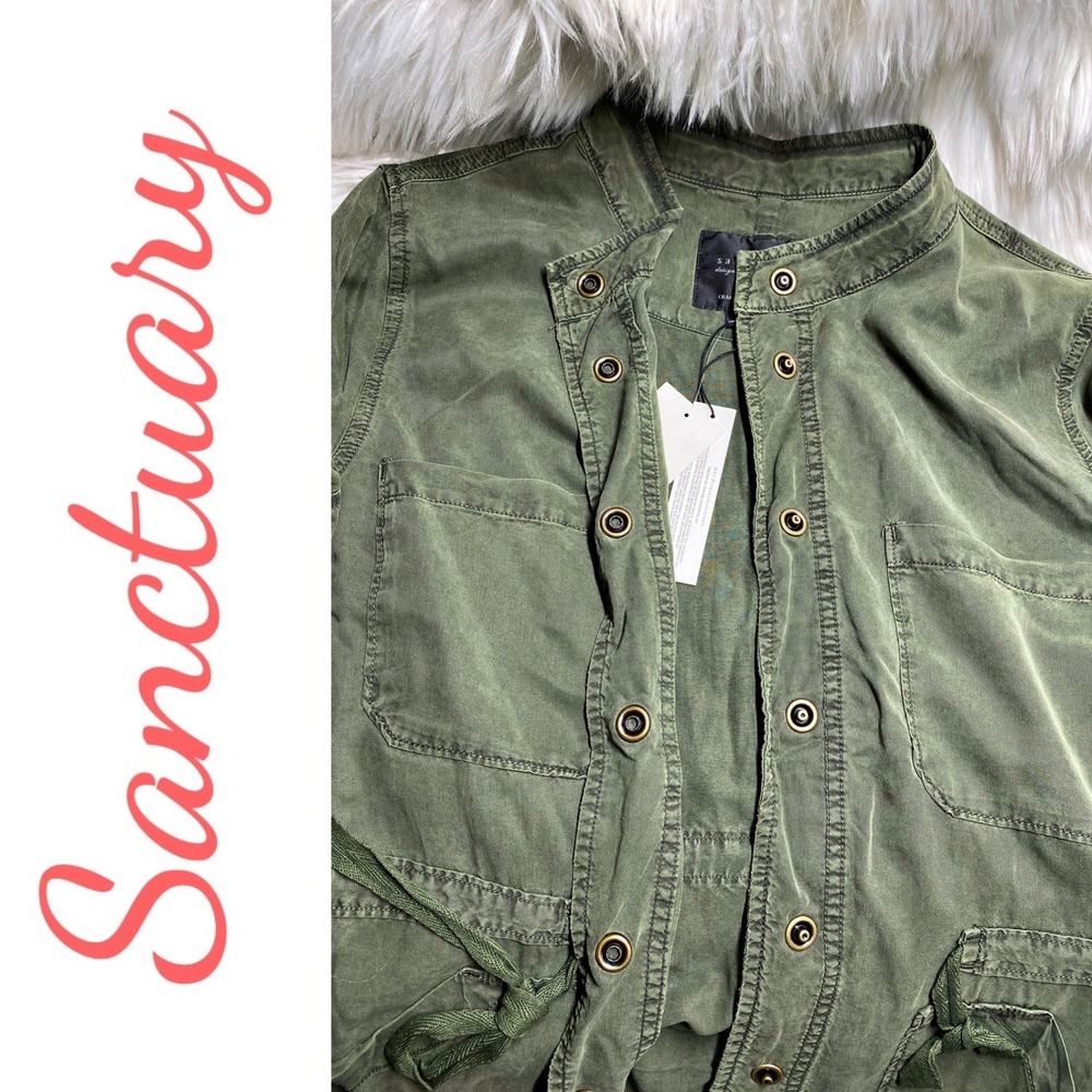 Sanctuary Safari Jacket Olive Green Lyocell Utility Minimalist Cabincore, Medium - Picture 9 of 14